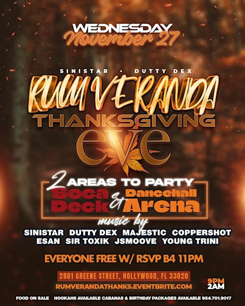 Rum Veranda - Thanksgiving Eve flyer or graphic.