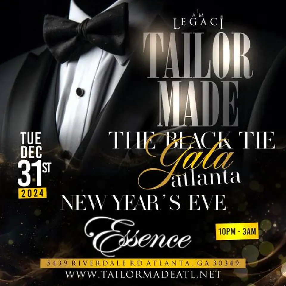 Tailor Made New Year's Eve Black Tie Gala flyer or graphic.