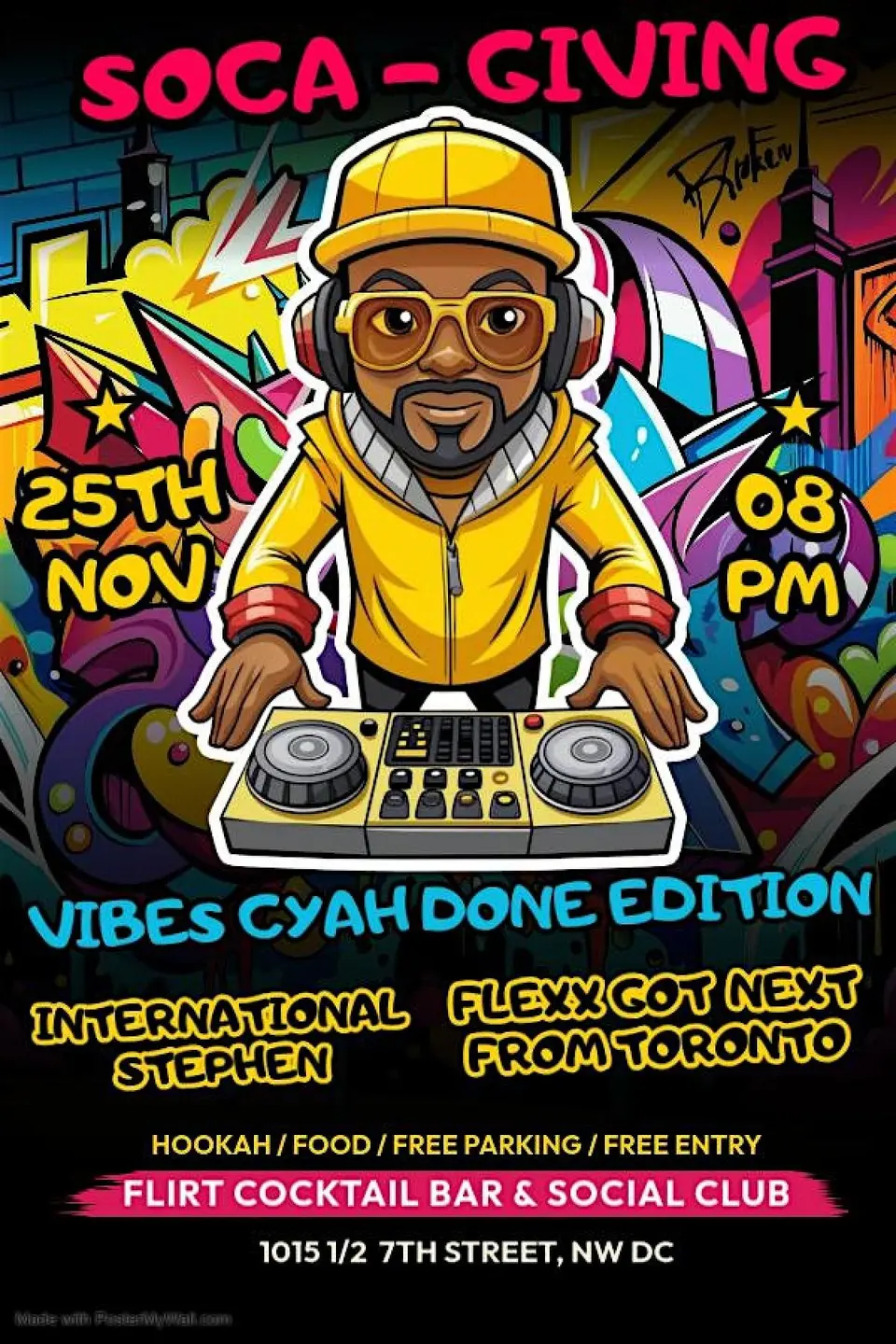Vibes Cyah Done - SOCA-GIVING flyer or graphic.