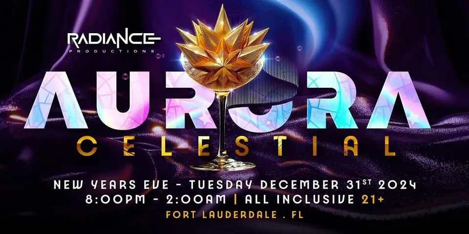 Aurora New Years Eve: Celestial flyer or graphic.