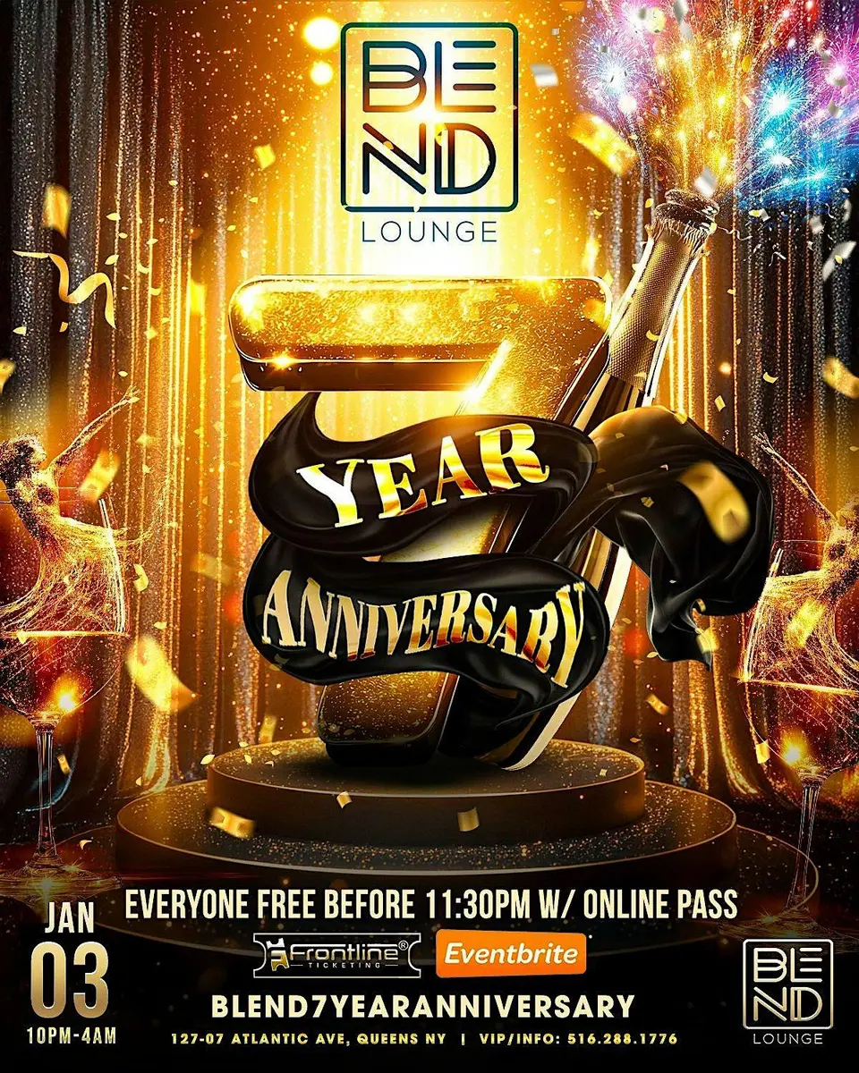 Blend 7 Year Anniversary flyer or graphic.