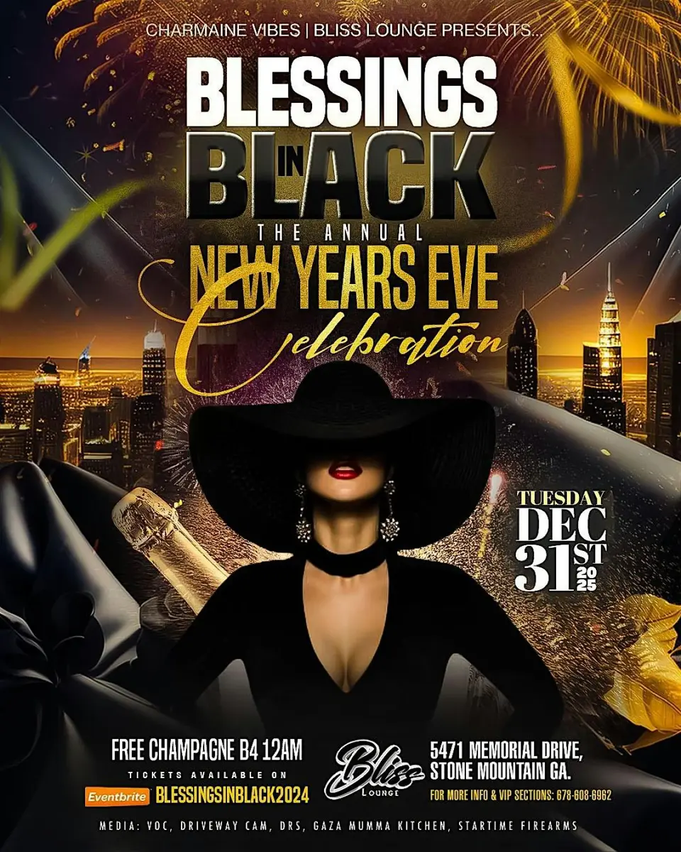 Blessings In Black  flyer or graphic.