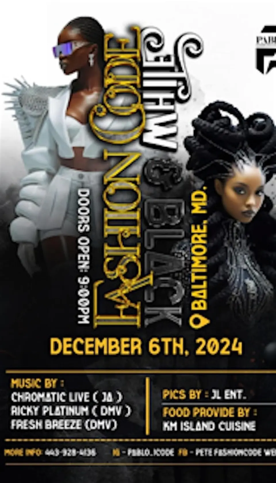 FashionCode White & Black flyer or graphic.