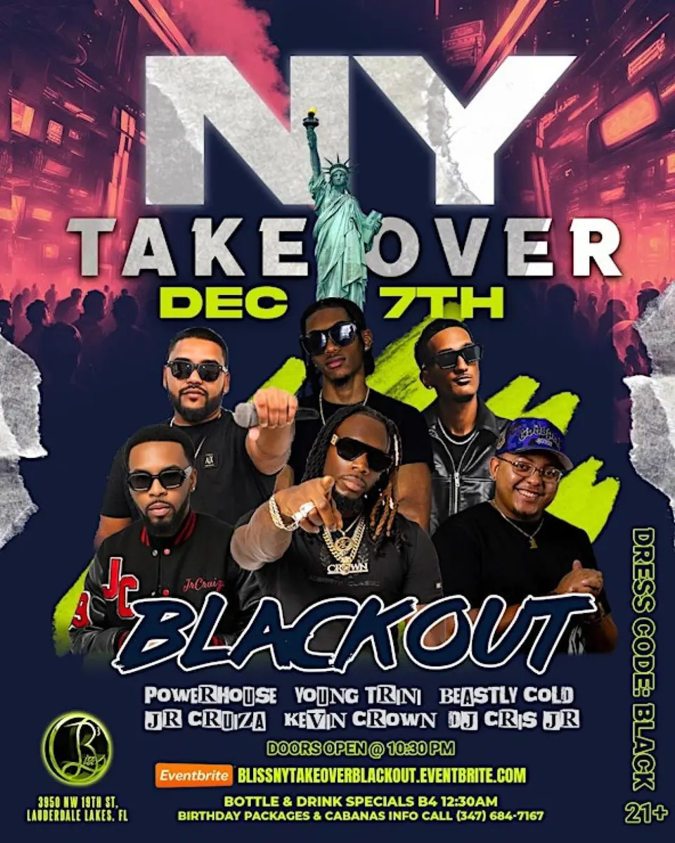NY Takeover - Blackout flyer or graphic.