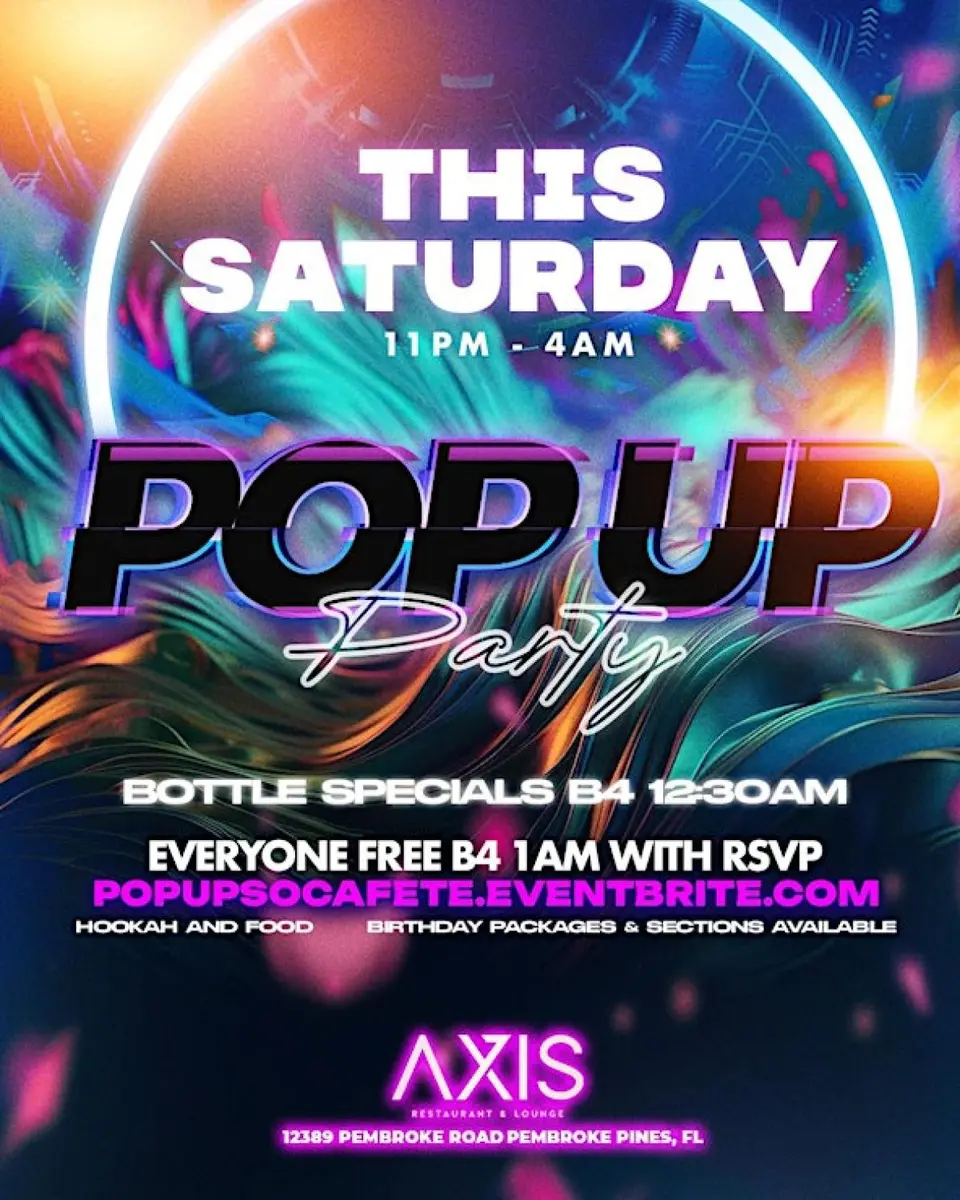 Pop Up Party flyer or graphic.