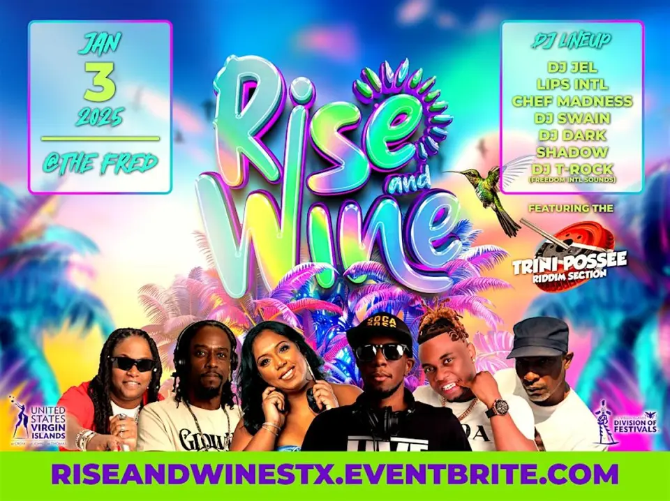 Rise and Wine Breakfast Fete flyer or graphic.