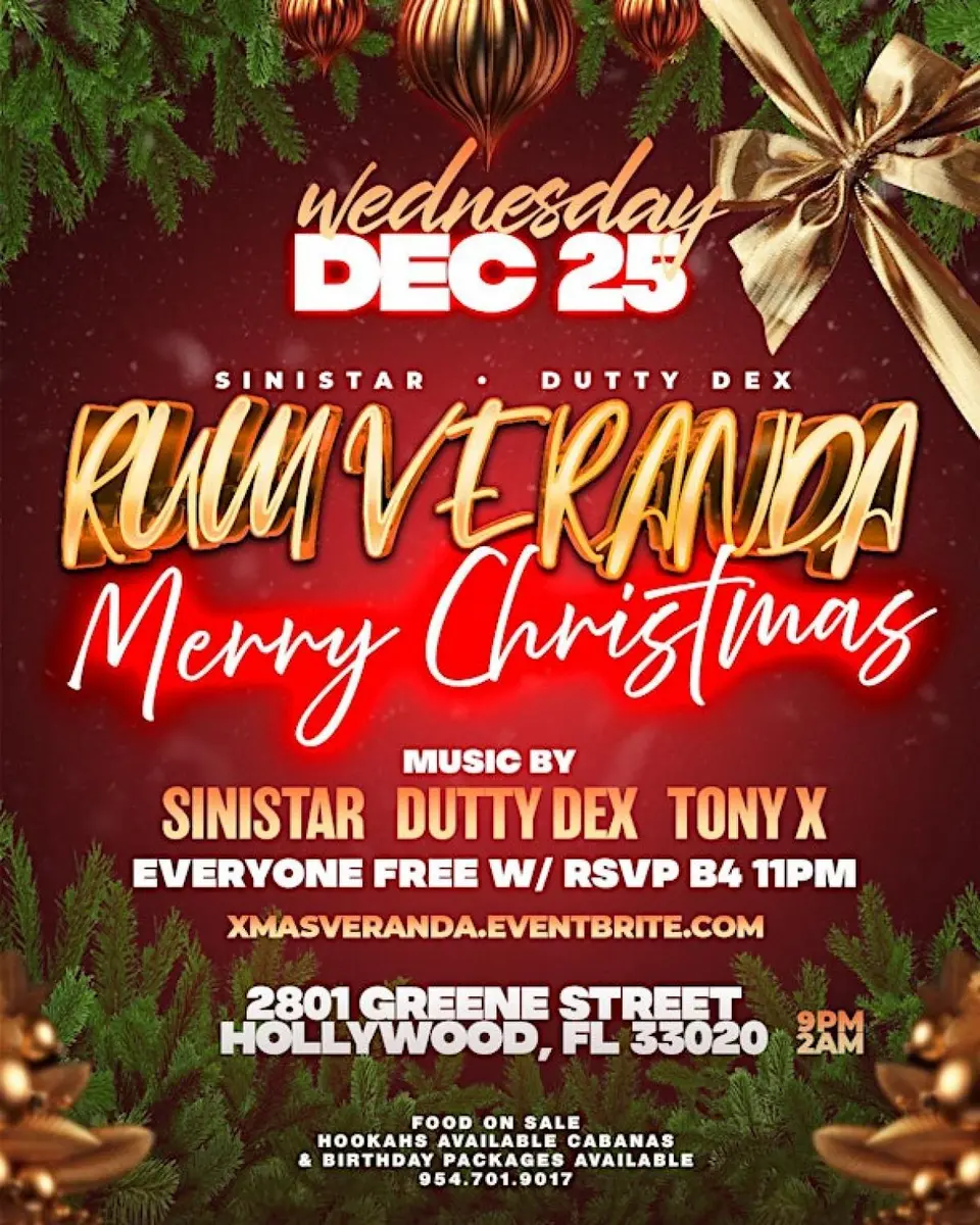 Rum Veranda - Merry Christmas flyer or graphic.