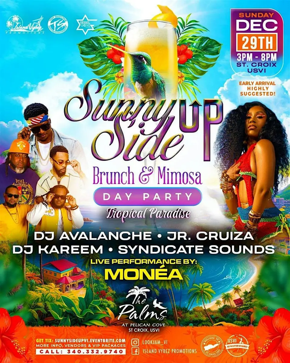 Sunny Side UP- Brunch and Mimosa Day Party flyer or graphic.