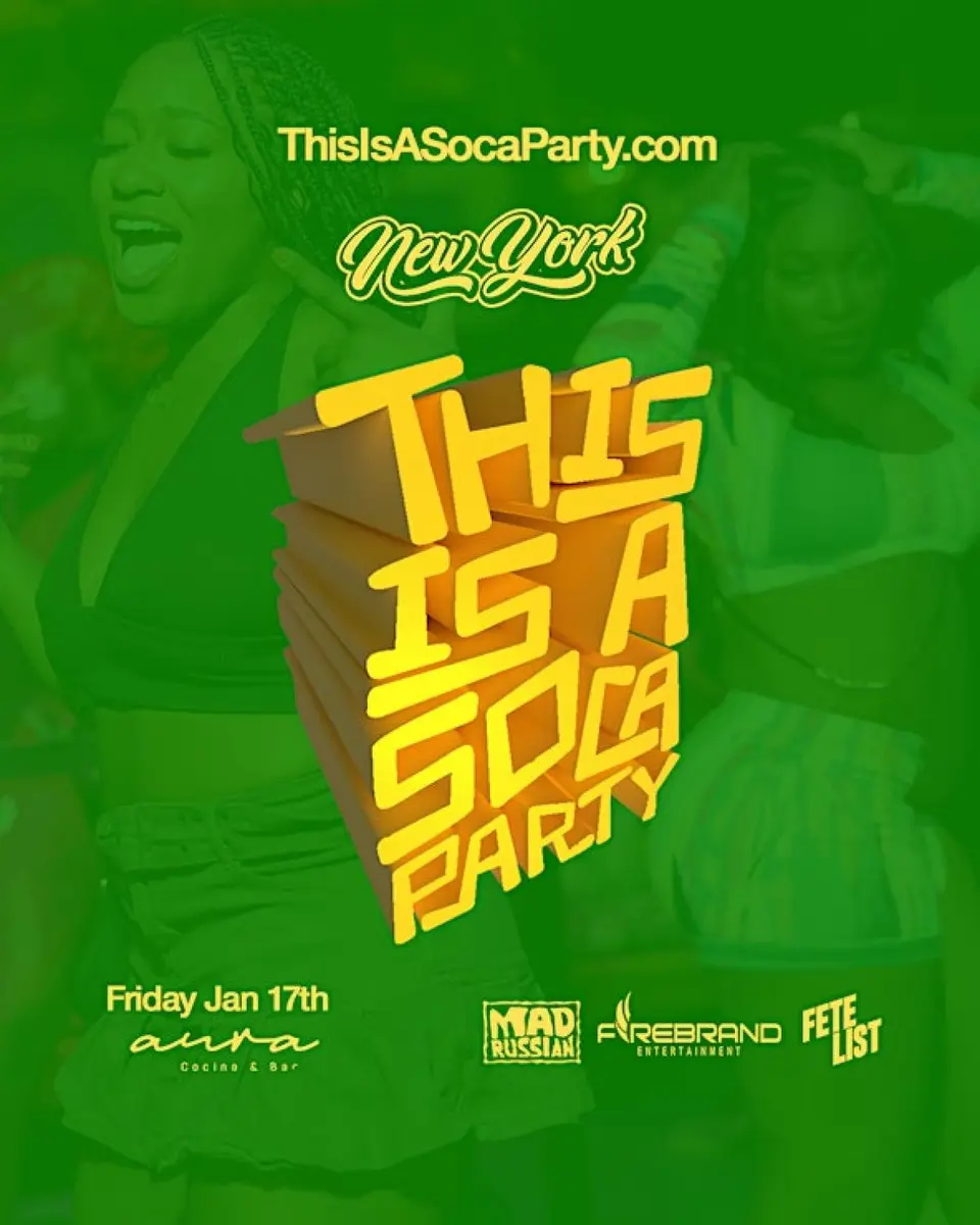 This is a SOCA Party - NYC January flyer or graphic.