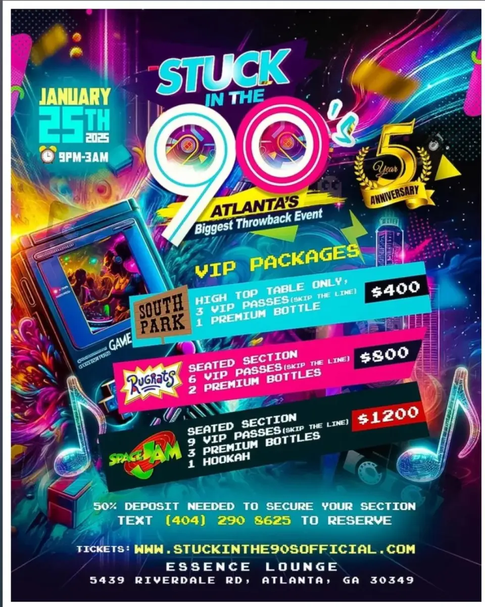 Stuck in the 90's flyer or graphic.