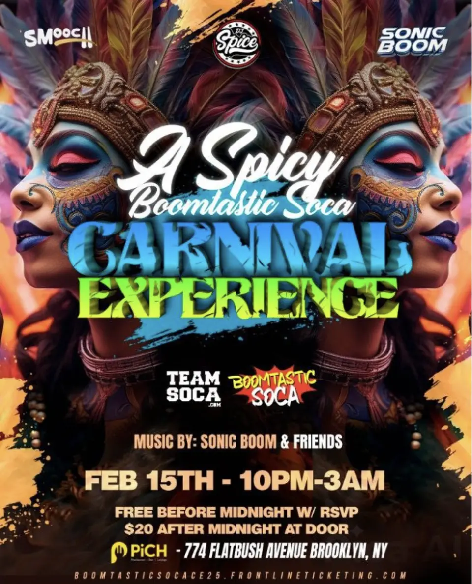 Boomtastic Soca Carnival Masterpiece flyer or graphic.