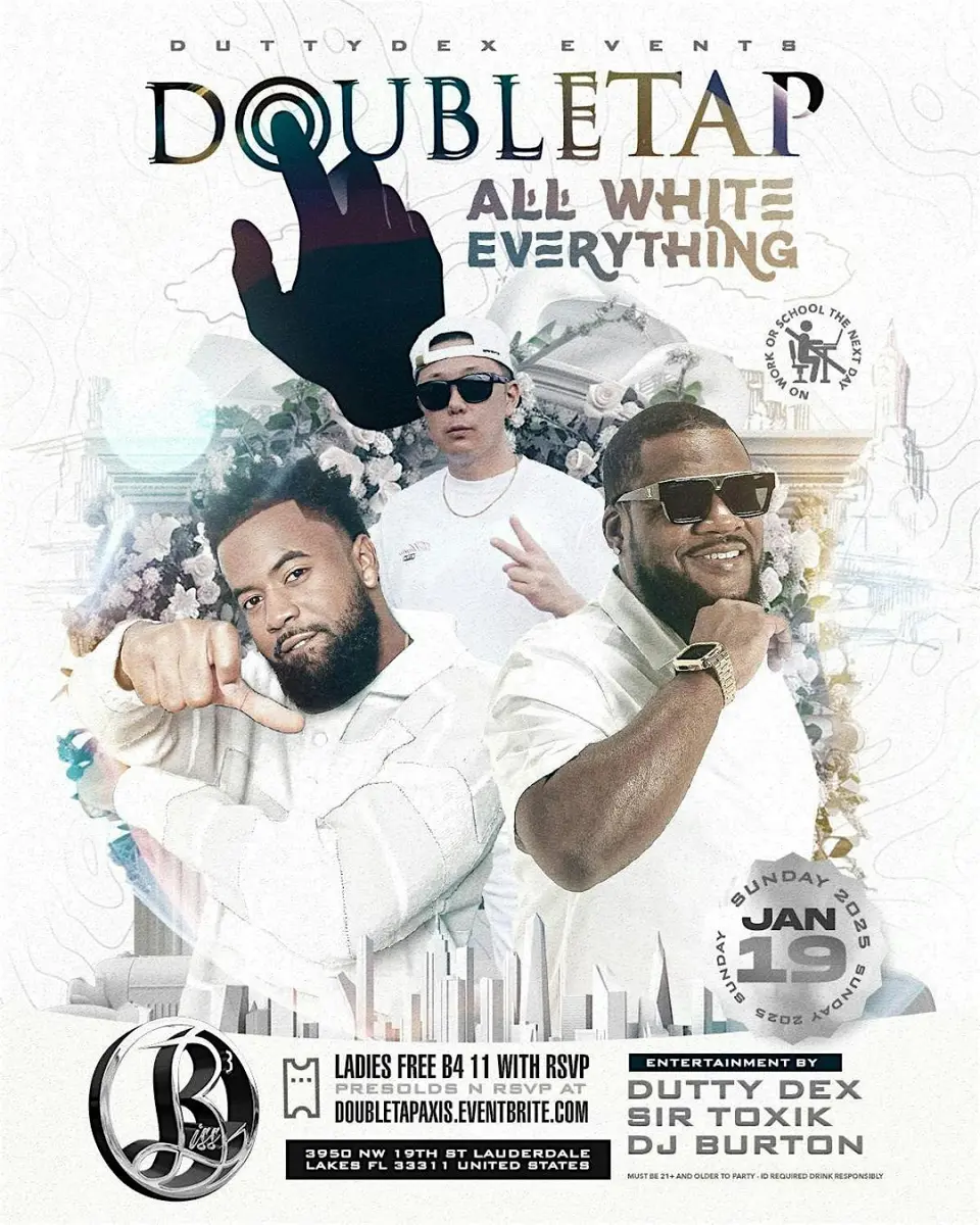 Double Tap - All White flyer or graphic.