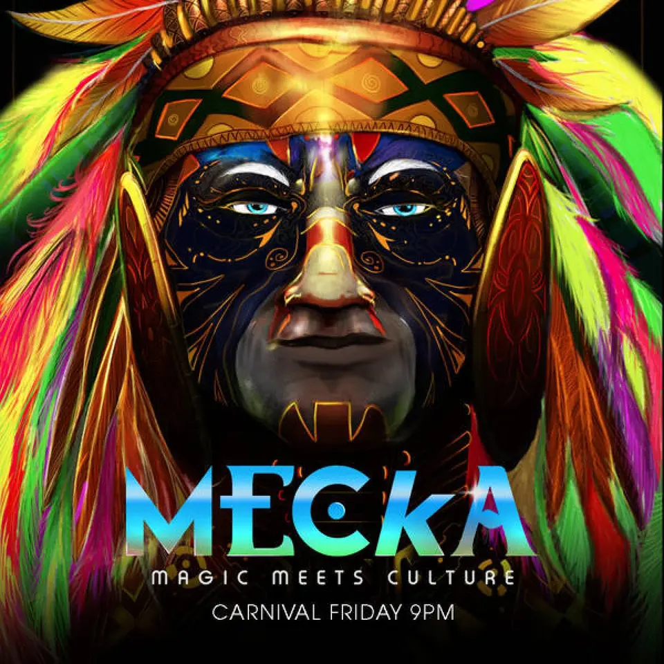 Mecka  flyer or graphic.
