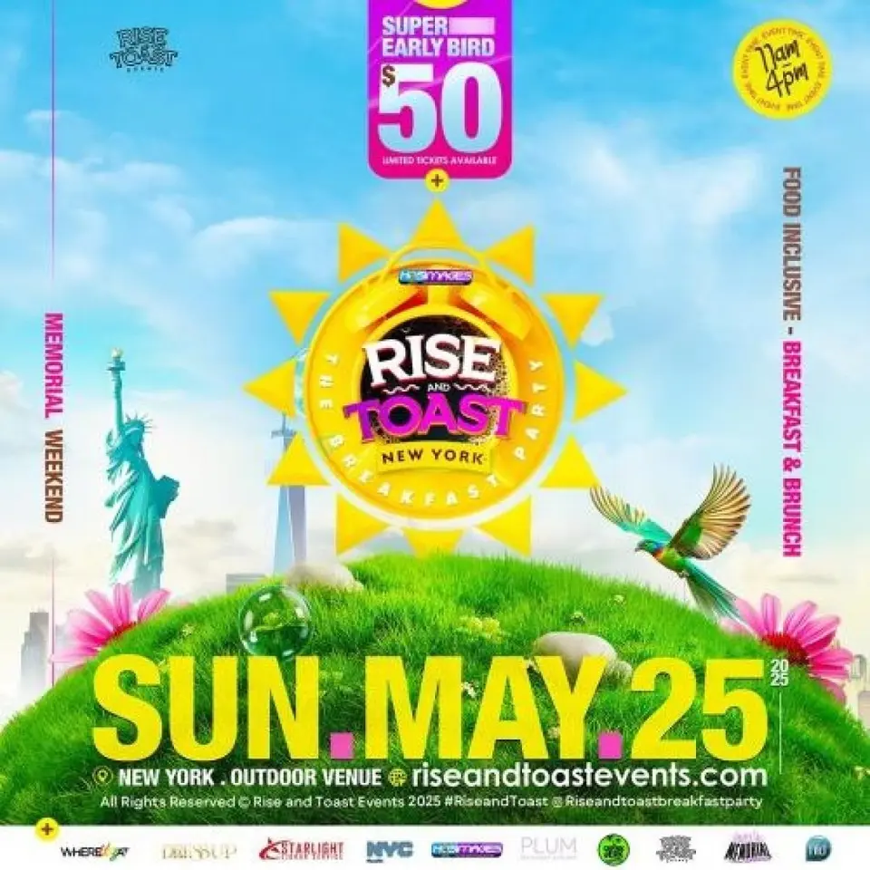 Rise and Toast Breakfast Party  flyer or graphic.