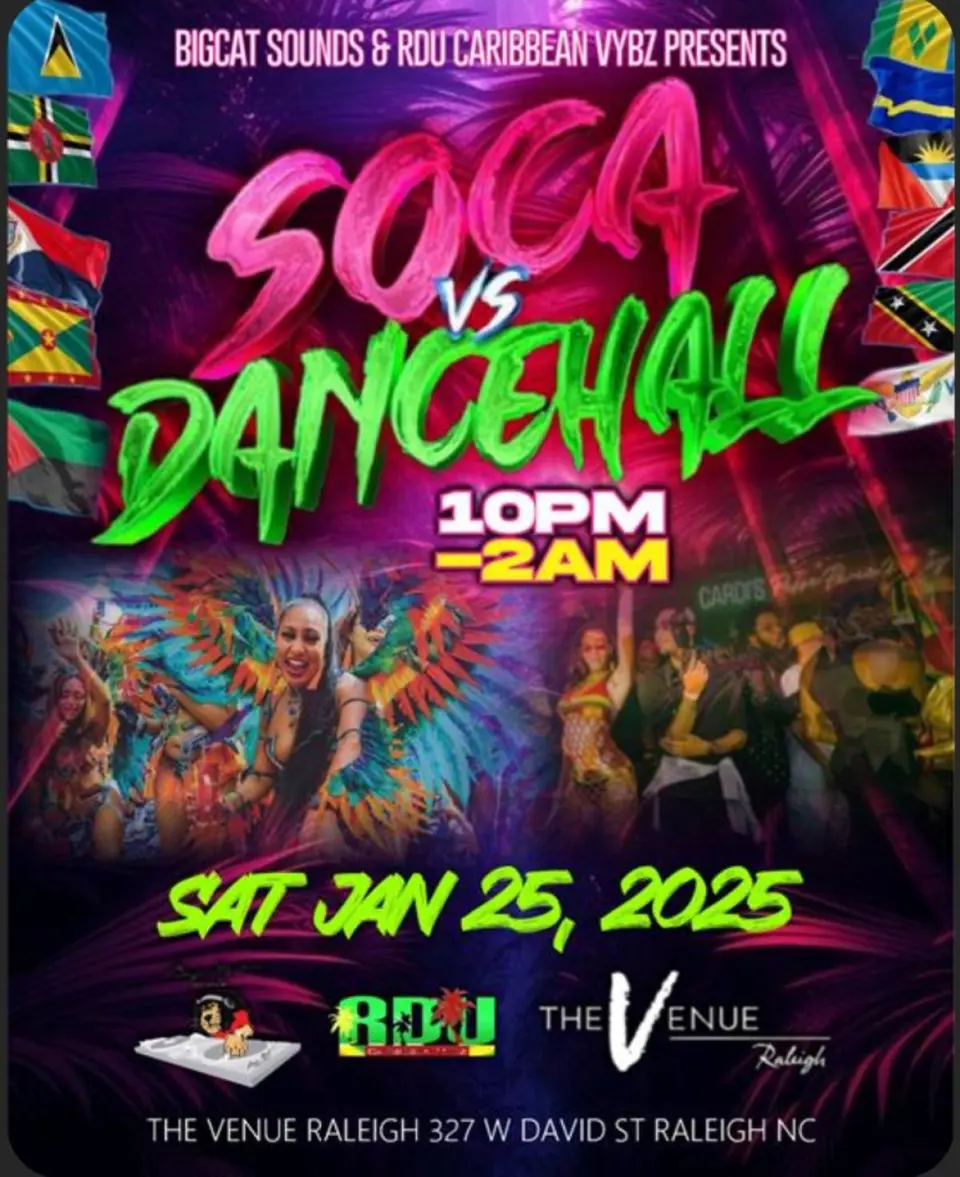 Soca vs Dancehall flyer or graphic.