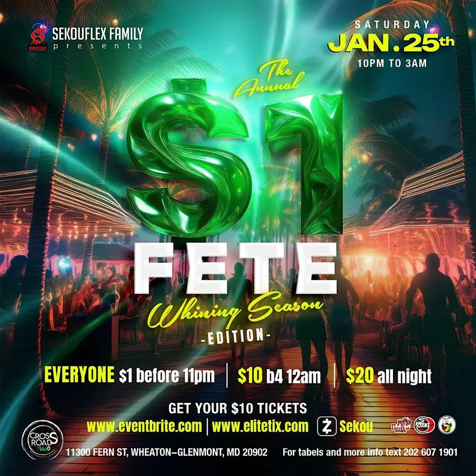 $1 Fete Whining Season Edition flyer or graphic.