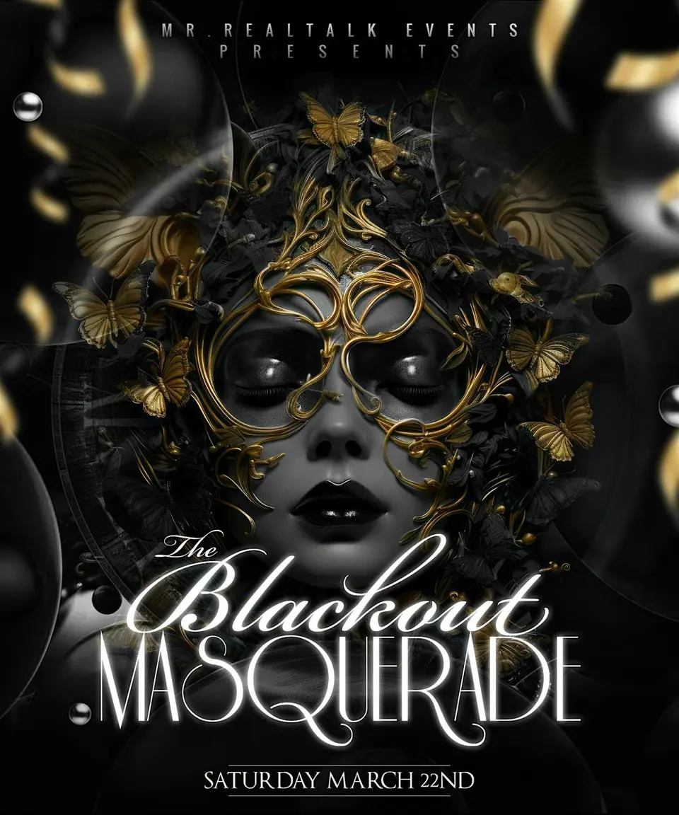 The Blackout Masquerade flyer or graphic.