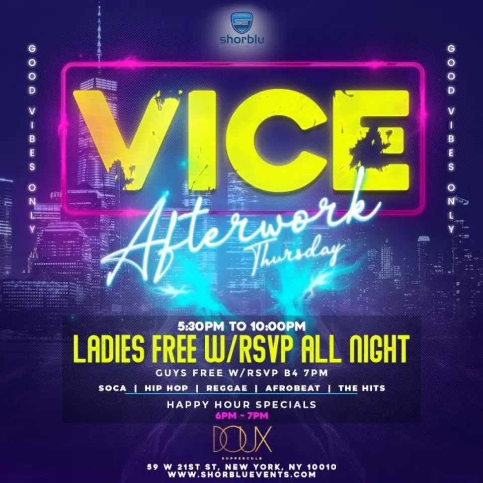 Vice After Work Thursdays flyer or graphic.