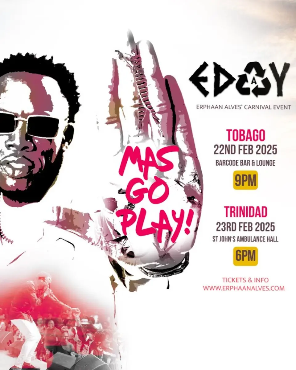 E Day: Mas Go Play flyer or graphic.