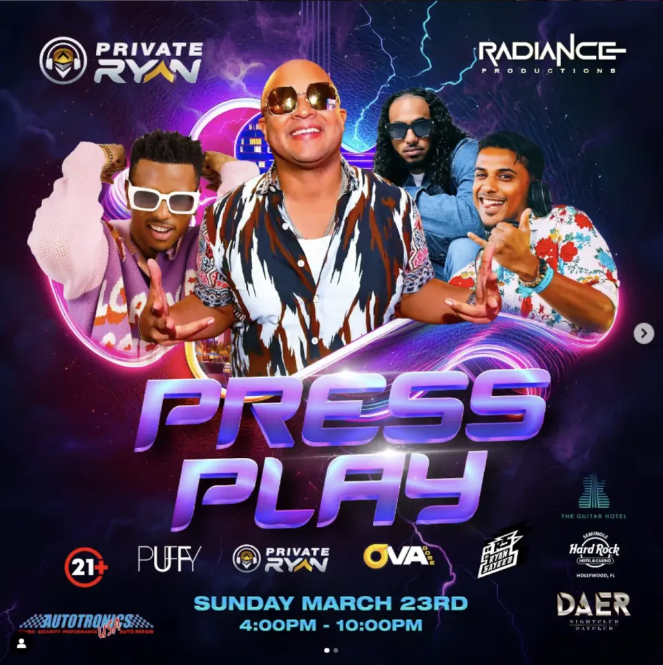 Press Play flyer or graphic.