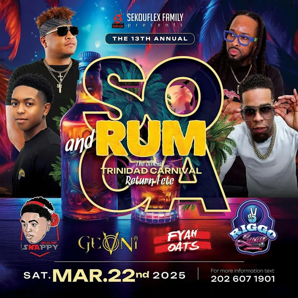 Soca and Rum flyer or graphic.