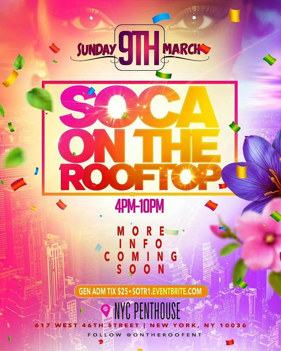 Soca On The Rooftop flyer or graphic.