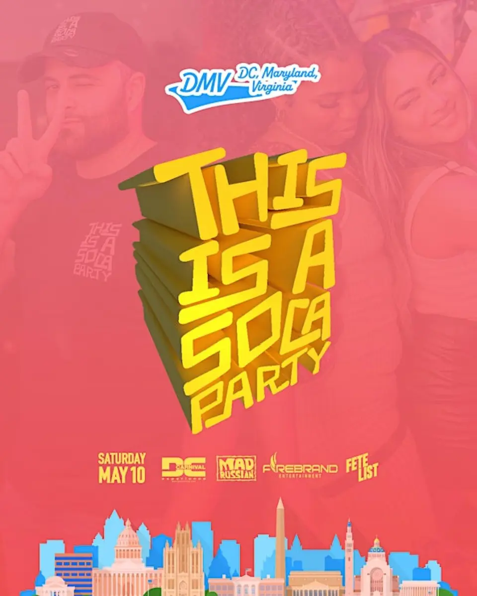 This is a SOCA Party - DMV flyer or graphic.