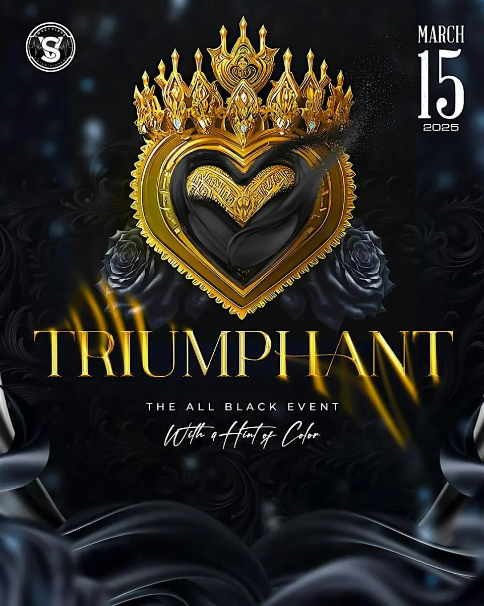Triumphant flyer or graphic.