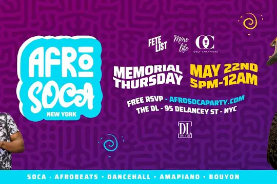 Afro Soca : Memorial Day Thursday
