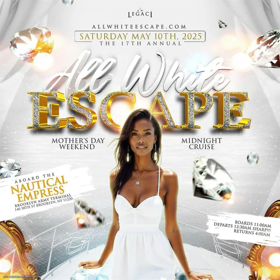 All White Escape flyer or graphic.