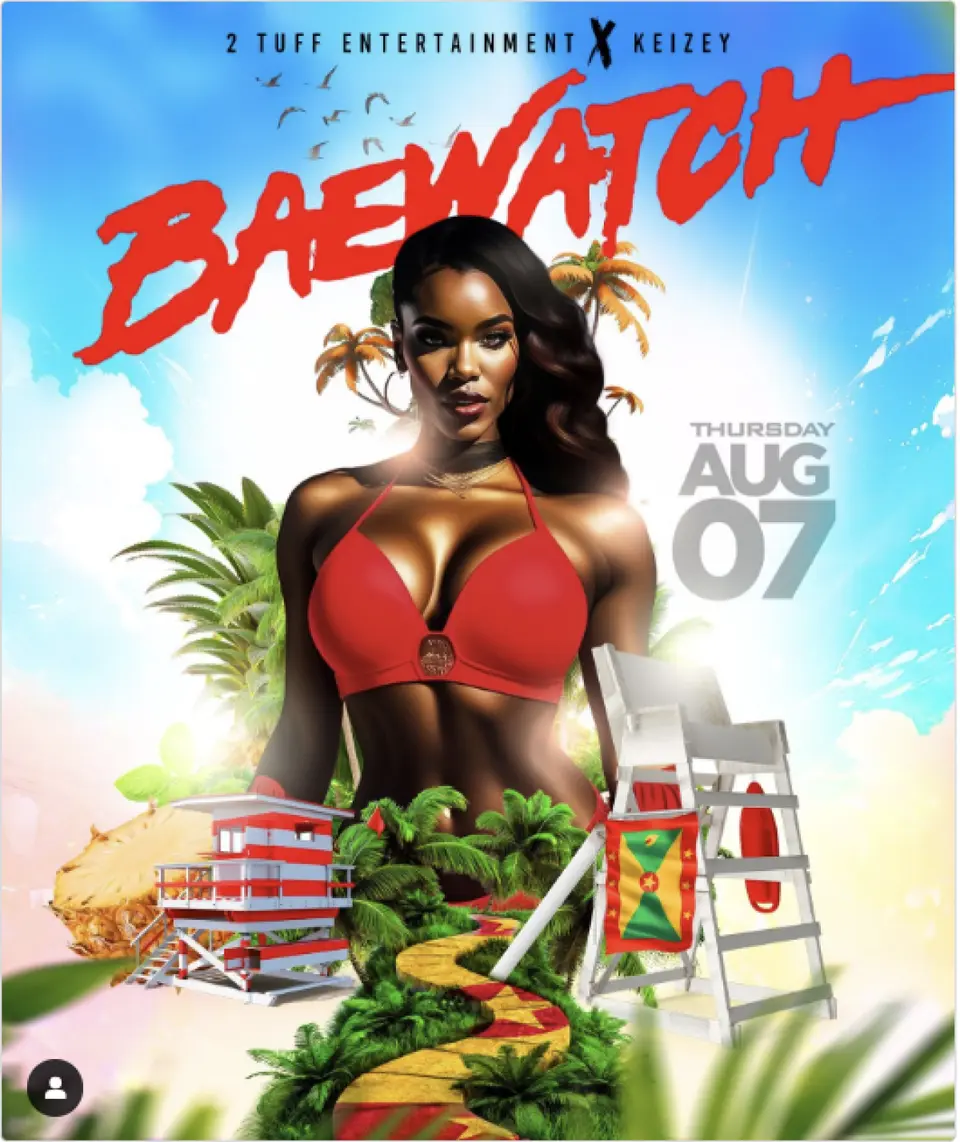 Baewatch flyer or graphic.