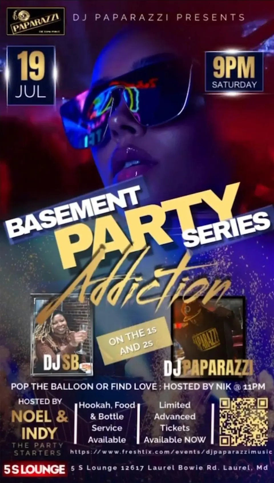 Basement Party Series : Addiction flyer or graphic.