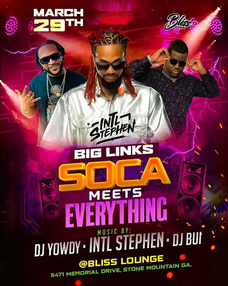 Big Links Soca Meets Everything flyer or graphic.