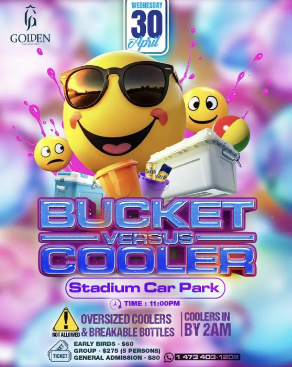 Bucket Vs Cooler flyer or graphic.