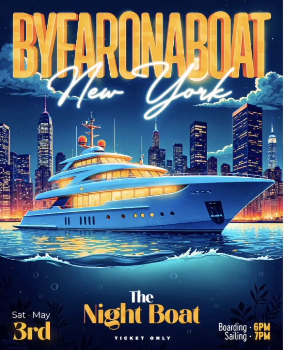 BYFAROnABoat NYC: Night flyer or graphic.