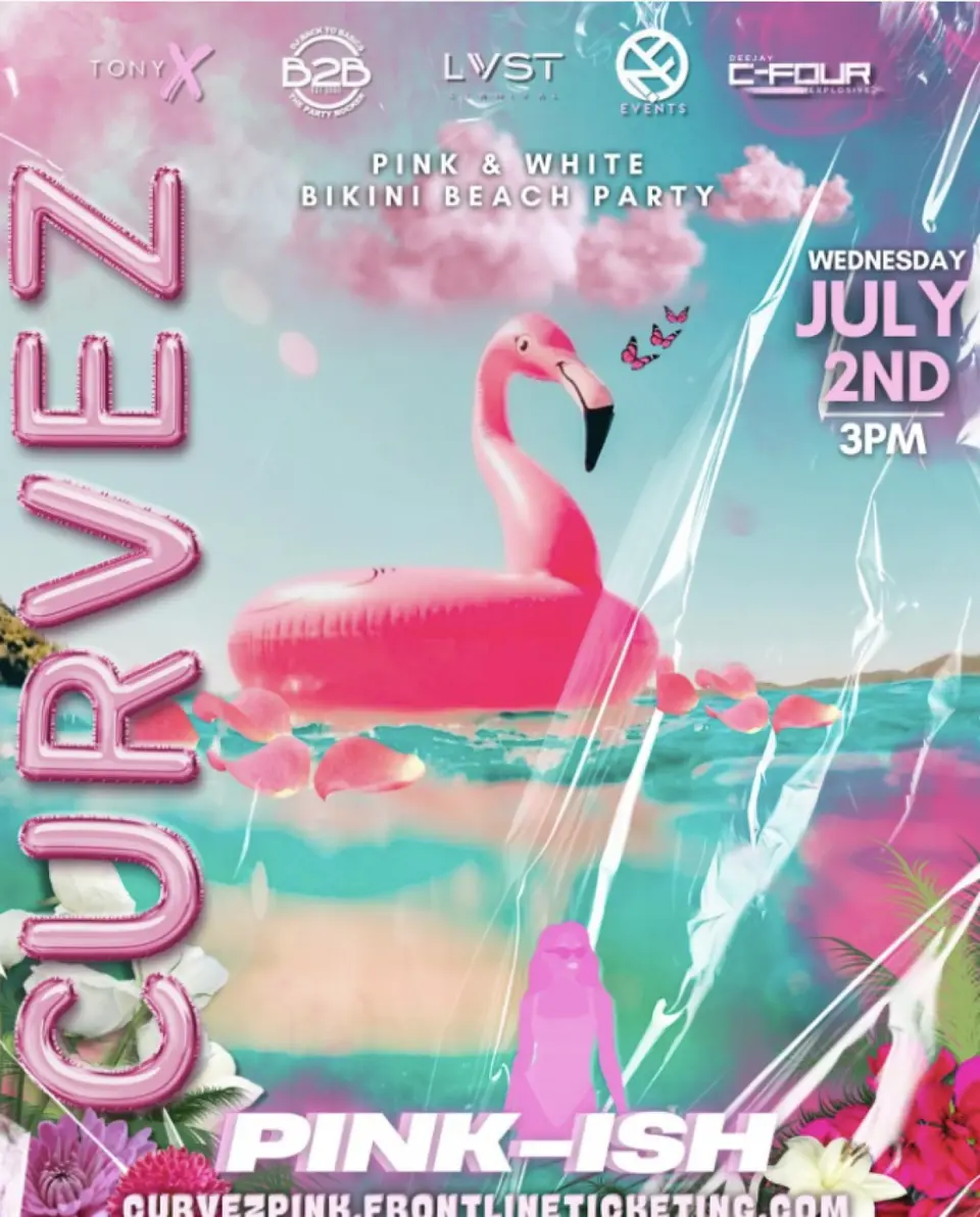 Curvez- Pinkish flyer or graphic.