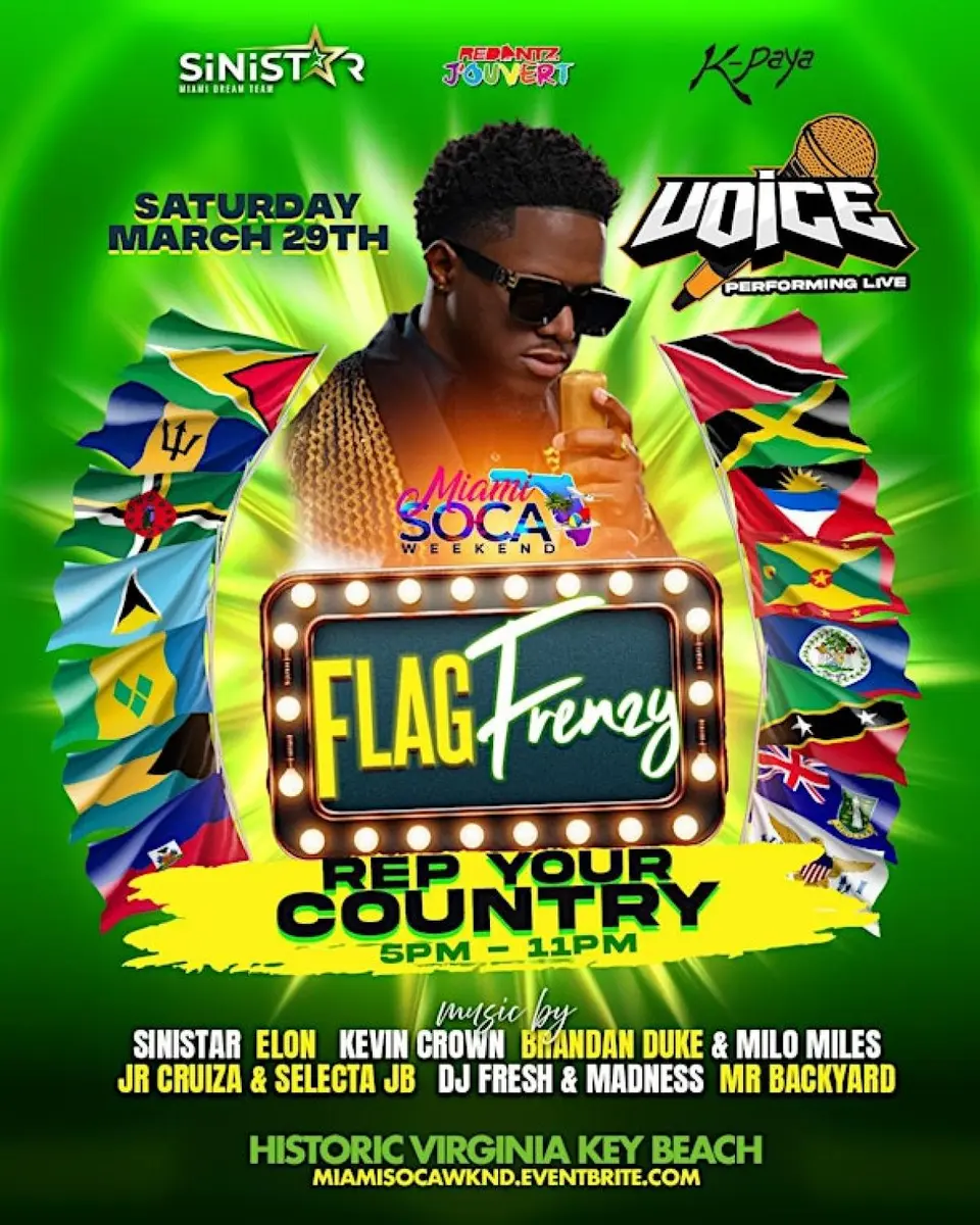 Flag Frenzy (Miami Soca Weekend) flyer or graphic.
