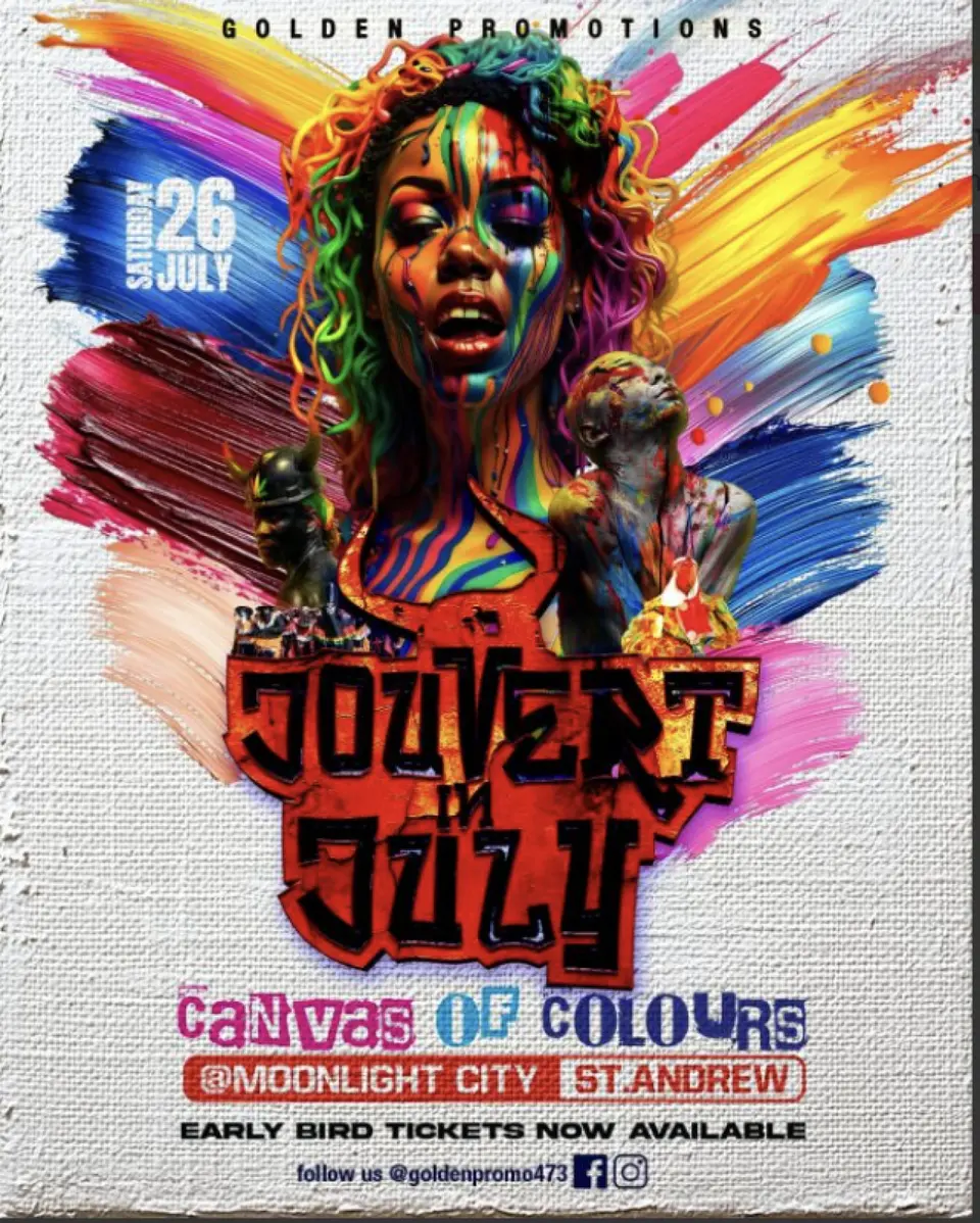 Jouvert in July flyer or graphic.