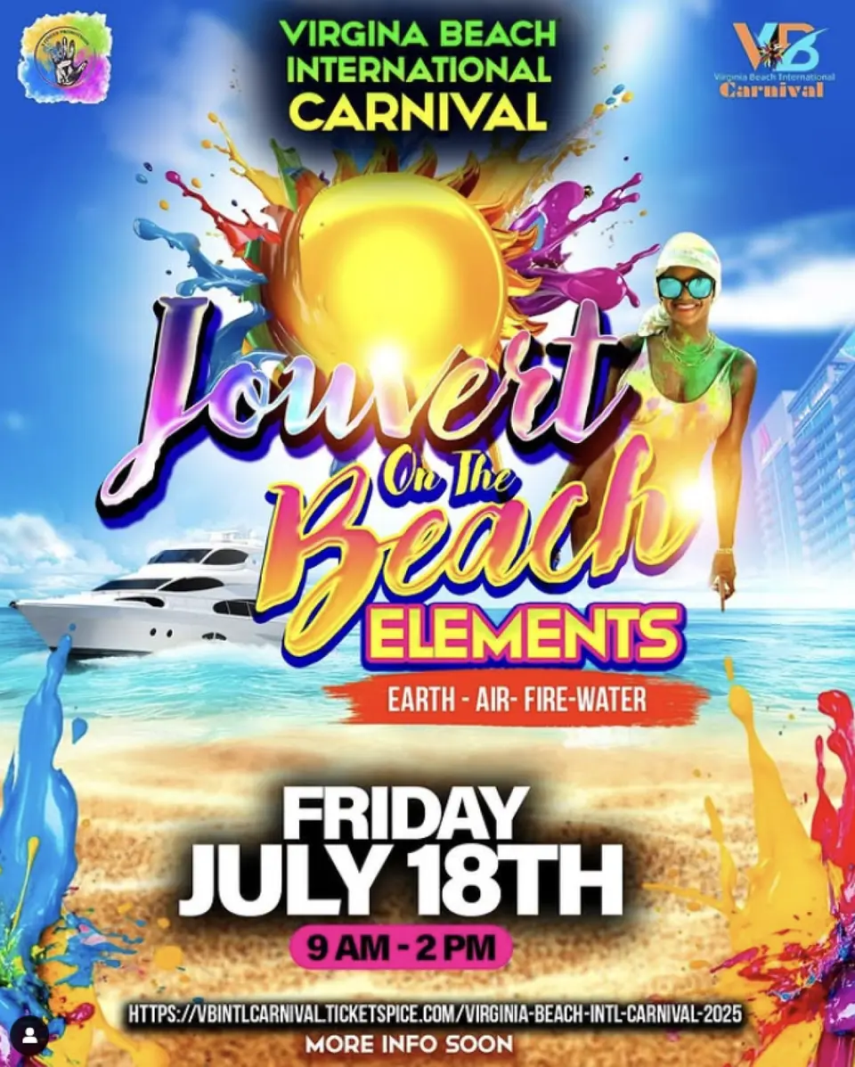 Jouvert On The Beach flyer or graphic.