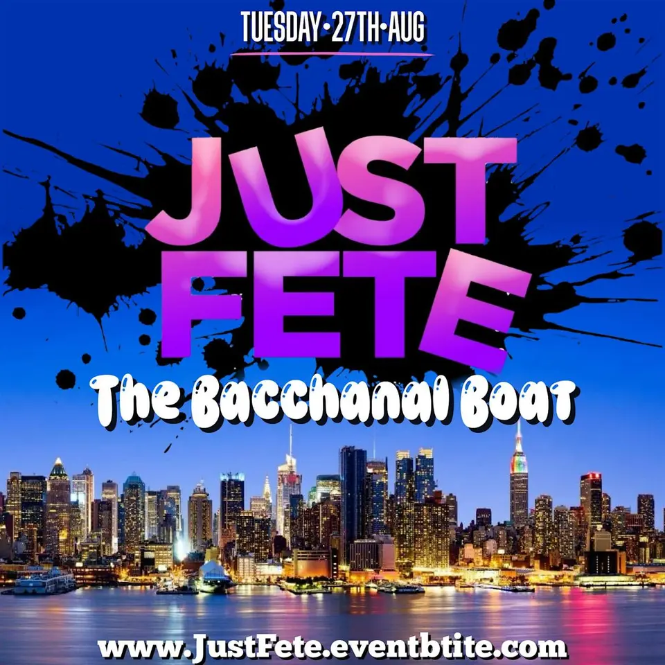 Just Fete "The Bacchanal Boat" flyer or graphic.