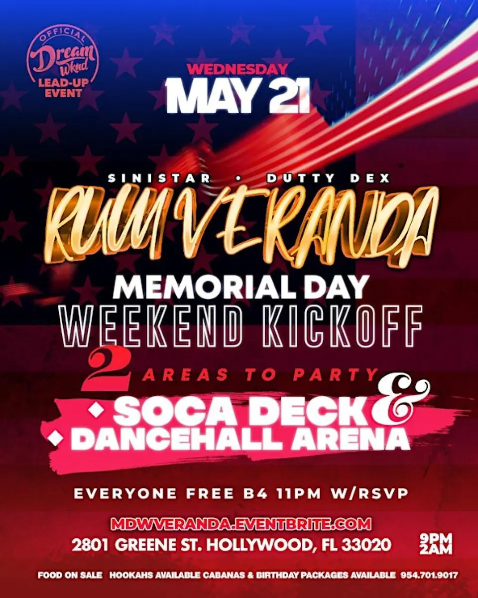 Rum Veranda - 2 Areas To Party flyer or graphic.