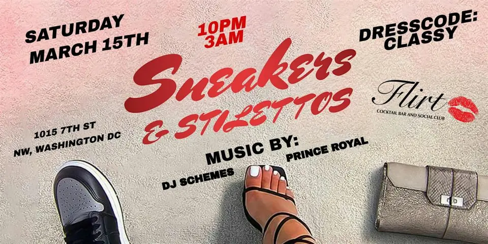 Sneaker & Stilettos flyer or graphic.