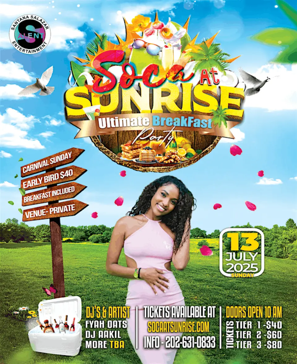 Soca at Sunrise flyer or graphic.