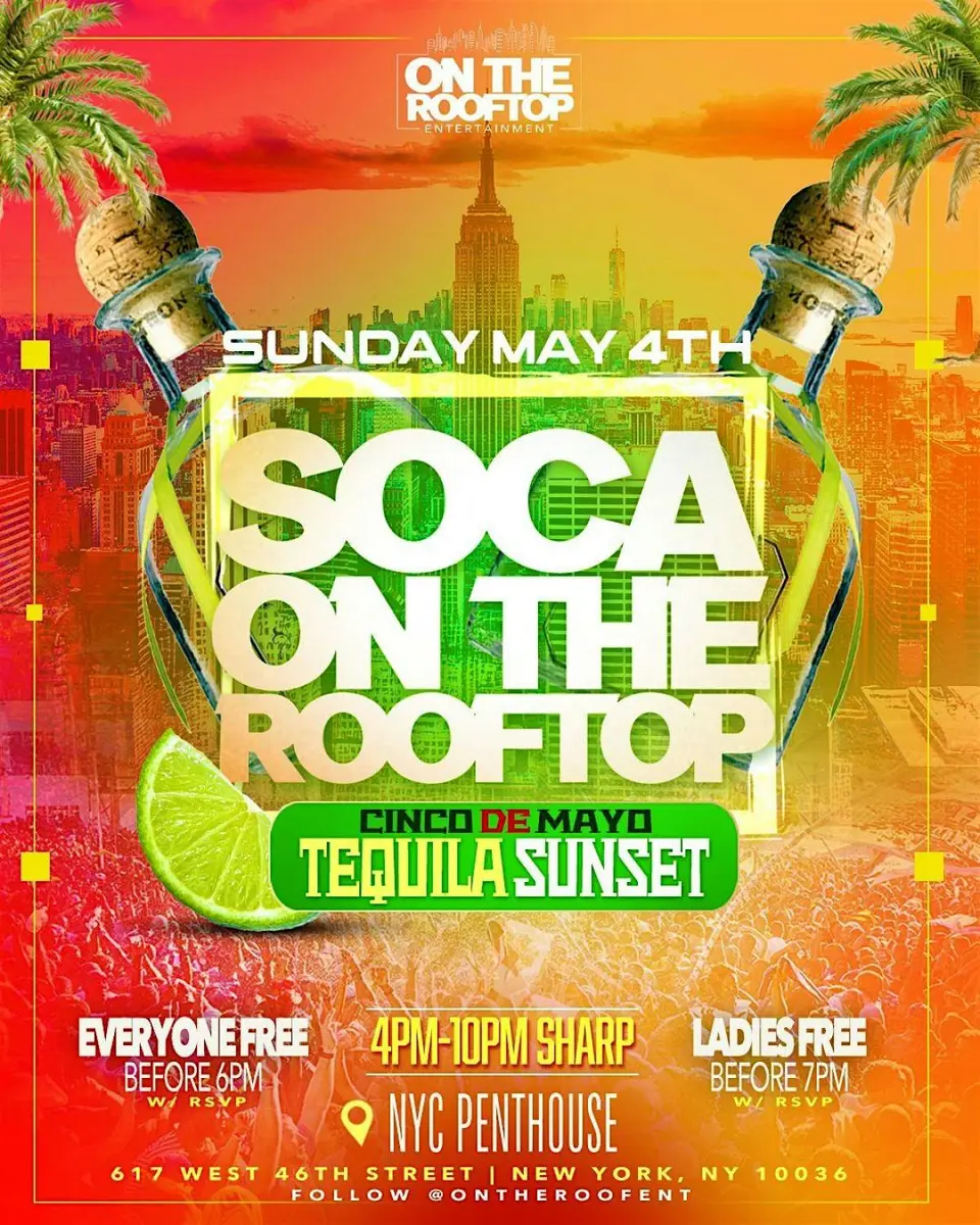Soca On The Roof flyer or graphic.