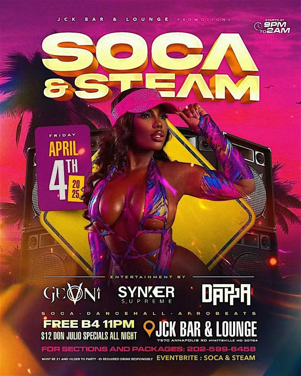Soca & Steam flyer or graphic.