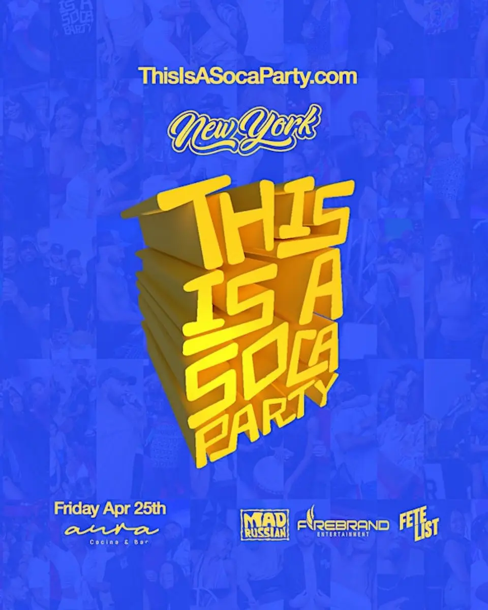 This is a SOCA Party - NYC April flyer or graphic.