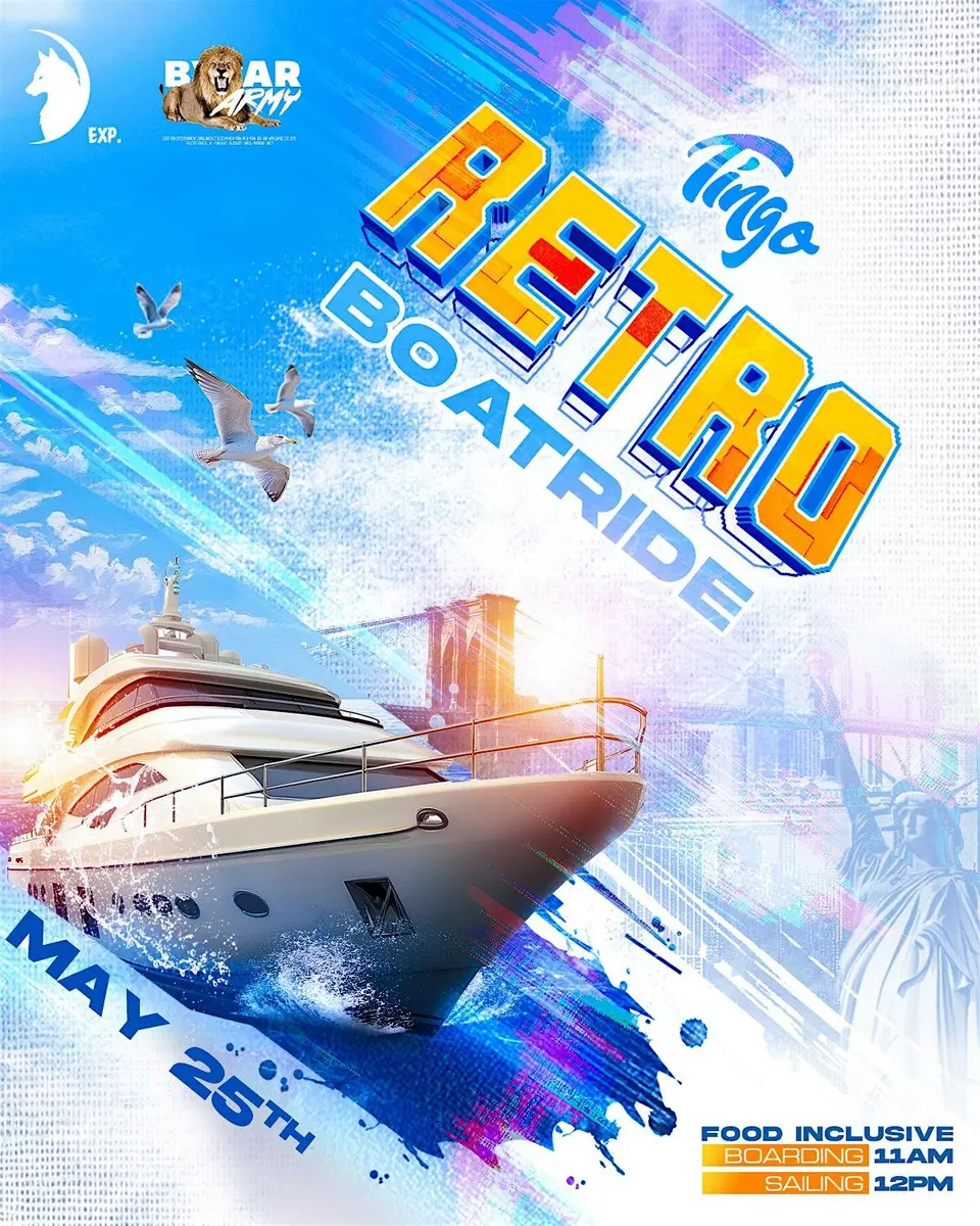 Tingo Retro: Boatride flyer or graphic.
