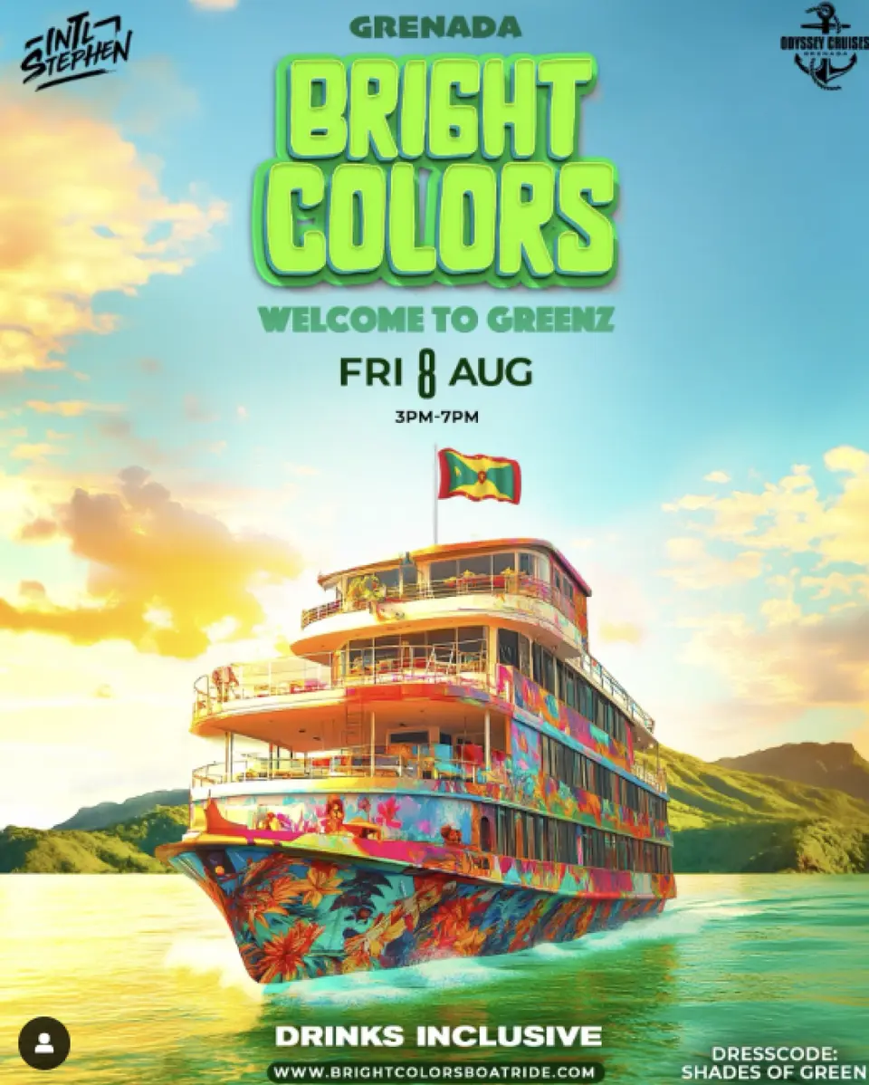 Bright Colors Boatride flyer or graphic.