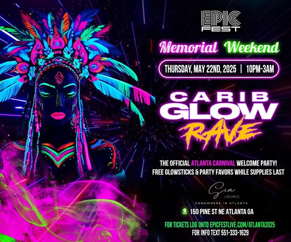 Carib Glow Rave flyer or graphic.