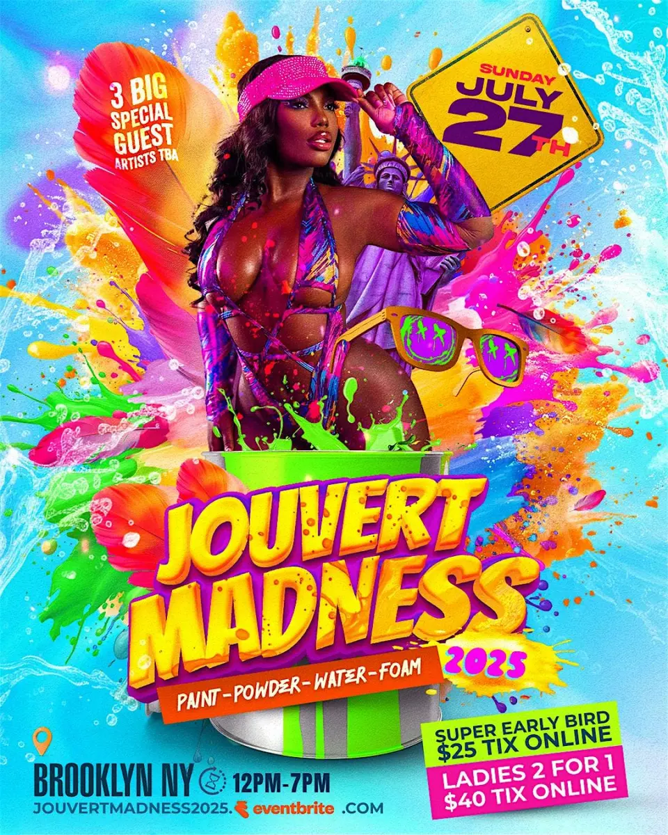 Jouvert Madness flyer or graphic.